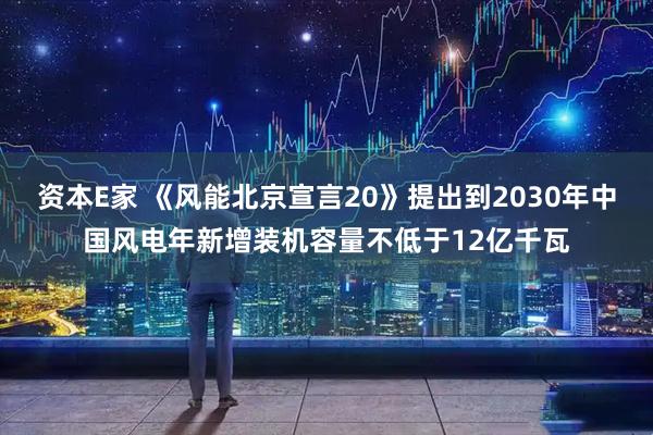 资本E家 《风能北京宣言20》提出到2030年中国风电年新增装机容量不低于12亿千瓦