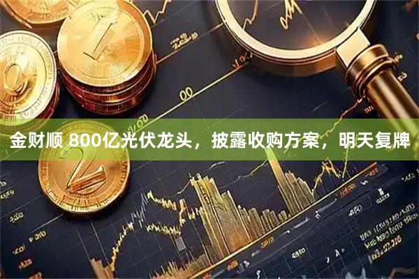 金财顺 800亿光伏龙头，披露收购方案，明天复牌